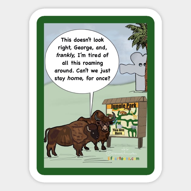 Introverted Buffalo Sticker by Enormously Funny Cartoons